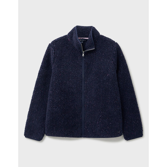 Crew Clothing Speckled Nepp Zip Through Fleece - Navy