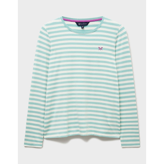 Crew Clothing Stripe Crew Neck Top in Green Stripe
