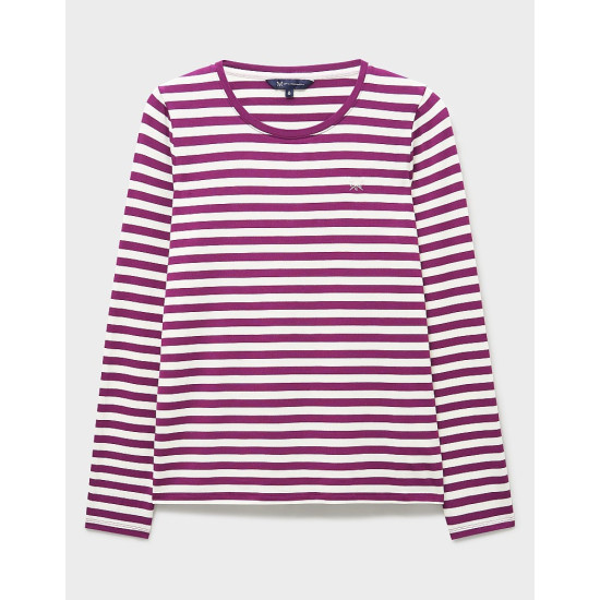 Crew Clothing Stripe Crew Neck Top in White & Berry Stripes