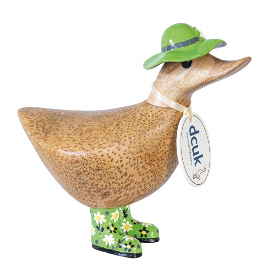 DCUK Ducky with Green Floral Hat and Welly Boots