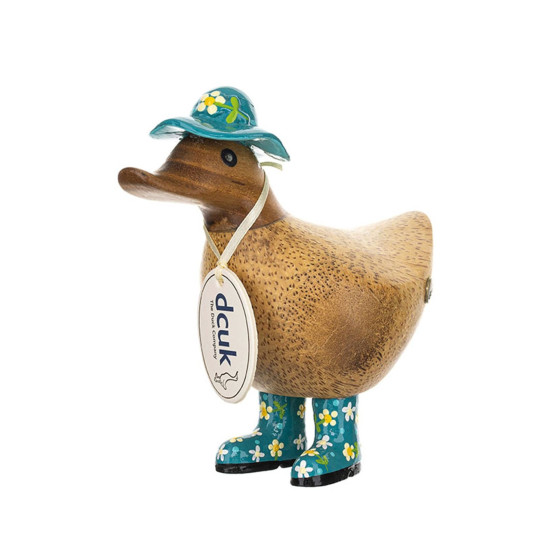 DCUK Ducky with Teal Floral Hat and Welly Boots