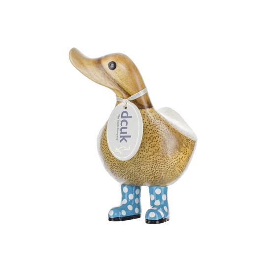 DCUK Natural Welly Walking Ducky - Blue Spotty