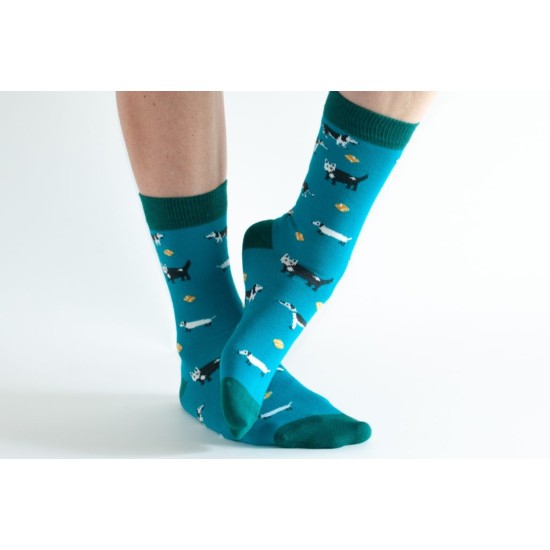 Doris & Dude DDS1872 Teal Dog Bamboo Socks