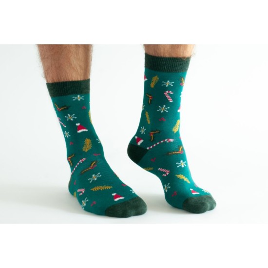 Doris & Dude DDS2026 Mens Teal Xmas Bamboo Socks