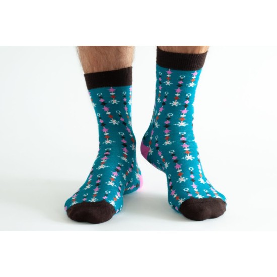 Doris & Dude DDS2028 Mens Teal Snowflakes Bamboo Socks