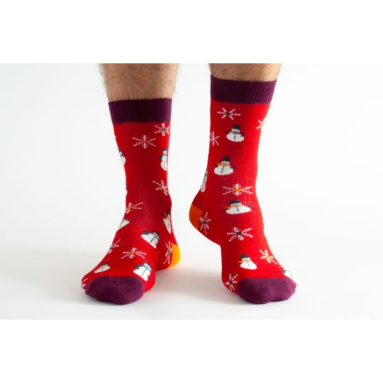 Doris & Dude DDS2031 Mens Red Snowman Bamboo Socks