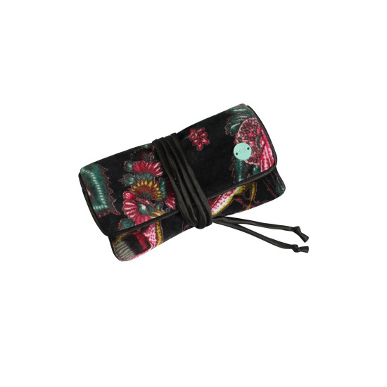 Earth Squared Black Printed Velvet Jewellery Roll