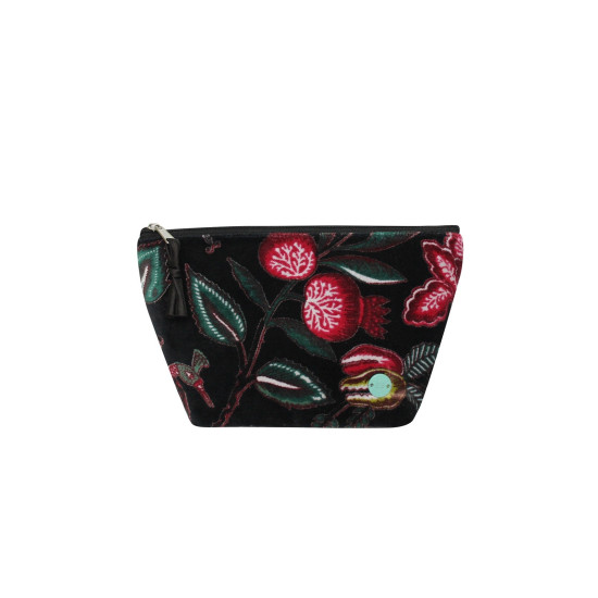 Earth Squared Black Printed Velvet Makeup Bag
