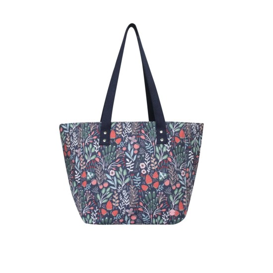 Earth Squared Blue Floral Canvas Tote Bag