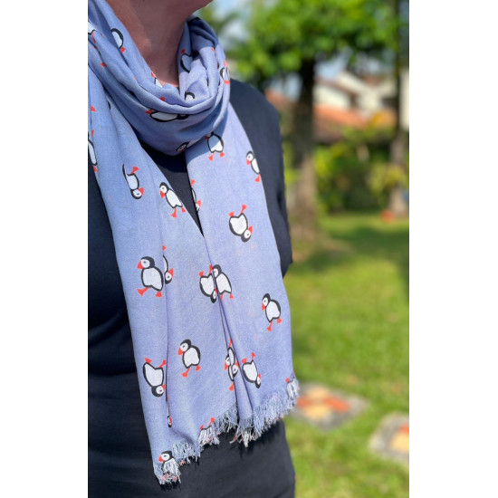Earth Squared Blue Puffin Scarf
