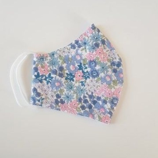 Earth Squared Blue Pink Floral Cotton Face Covering