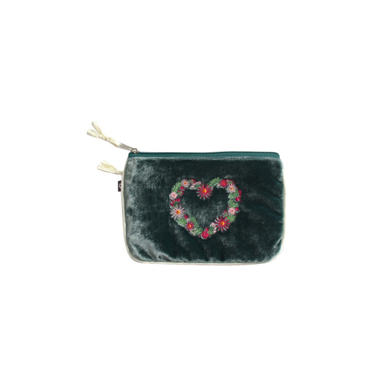 Earth Squared Flower Heart Velvet Juliet Purse