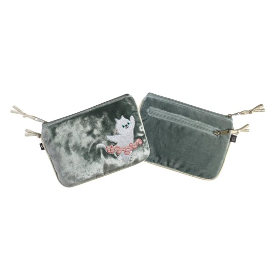 Earth Squared Grey Cat Velvet Juliet Purse