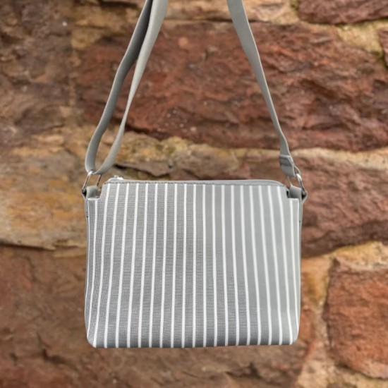 Earth Squared Grey Stripe Weave Messenger Bag