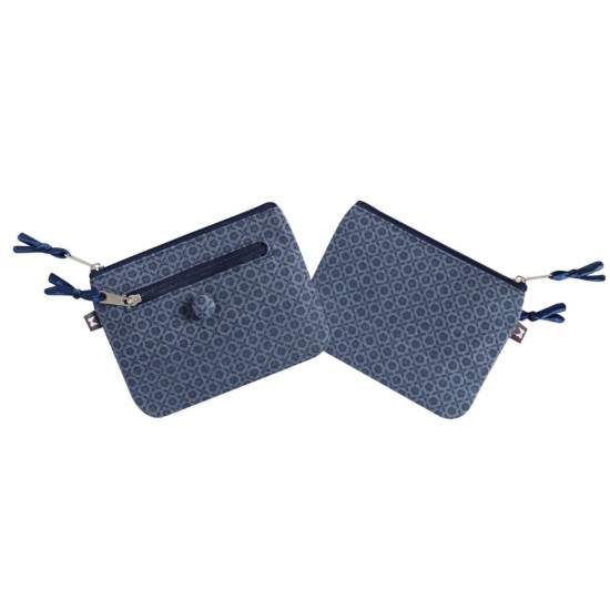 Earth Squared Navy Printed Canvas Emily Purse