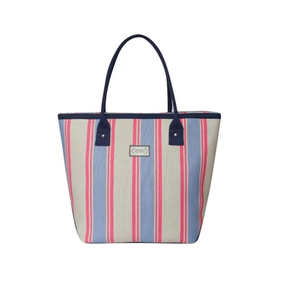 Earth Squared Pink Stripe Canvas Tote Bag - Pink/Blue
