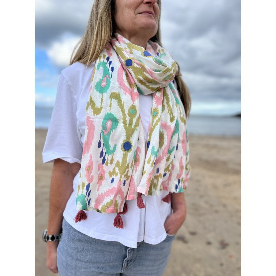 Earth Squared Pink Tassel Scarf