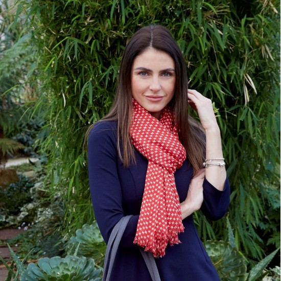 Earth Squared Red/White Spring Cross Scarf
