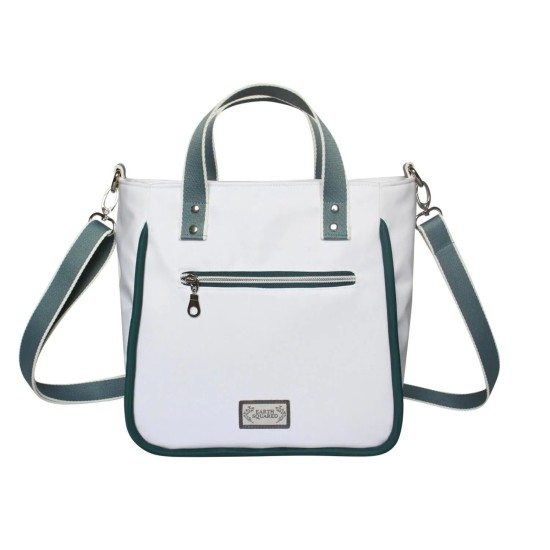 Earth Squared Teal & White Small Tote Bag