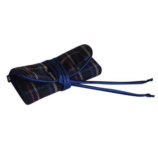 Earth Squared Tweed Jewellery Roll - Navy