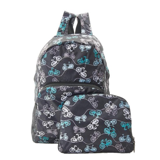 Eco Chic Lightweight Foldable Backpack - Bike Black