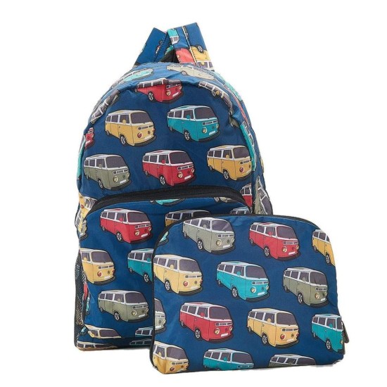 Eco Chic Lightweight Foldable Backpack - Camper Vans Teal