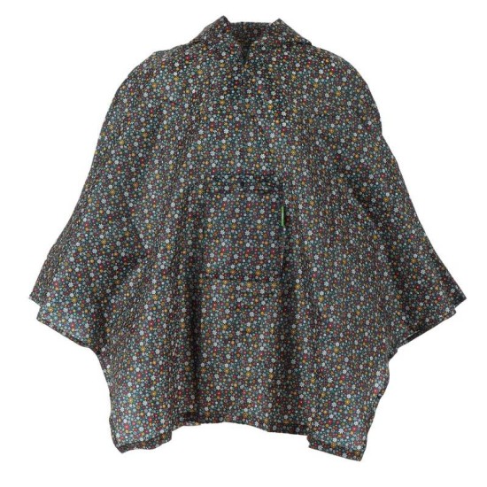 Eco Chic Ditsy Black Waterproof Foldable Adult Poncho