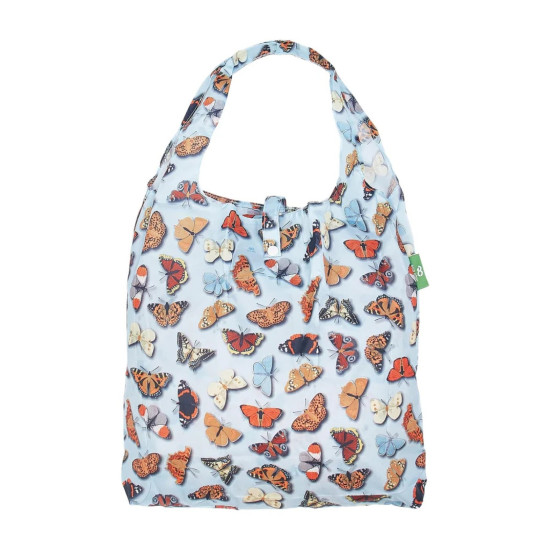 Eco Chic Foldable Shopping Bag - Wild Butterflies Blue