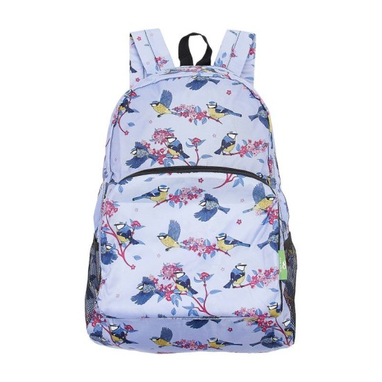 Eco Chic Lightweight Foldable Backpack - Blue Tits Lilac