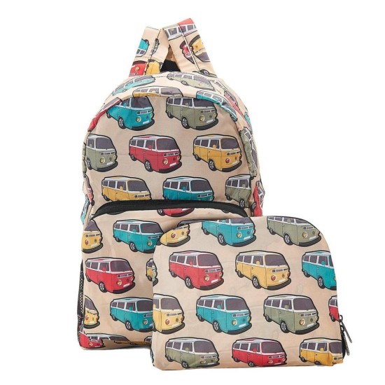 Eco Chic Lightweight Foldable Backpack - Camper Vans Beige