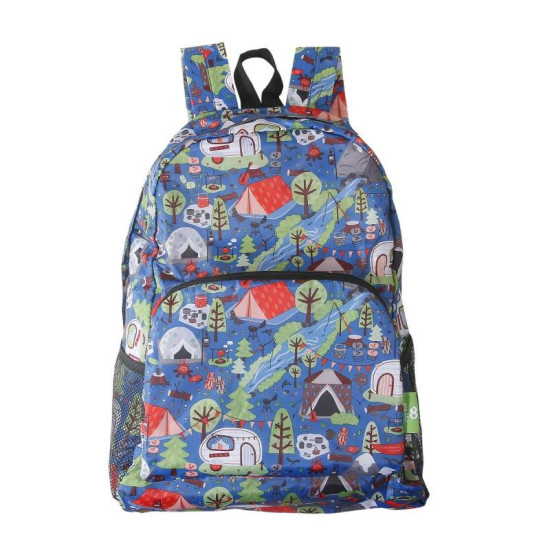 Eco Chic Lightweight Foldable Backpack - Cosy Camping Blue