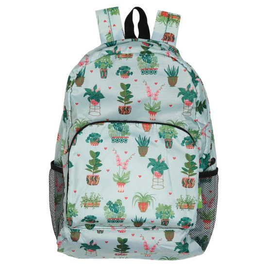 Eco Chic Lightweight Foldable Backpack - House Plant Mint