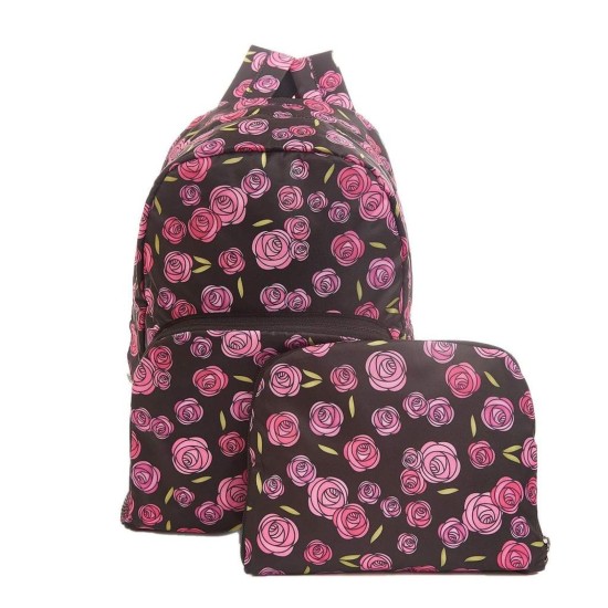 Eco Chic Lightweight Foldable Backpack - Mackintosh Rose Black