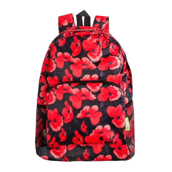 Eco Chic Lightweight Foldable Backpack - Poppies Navy