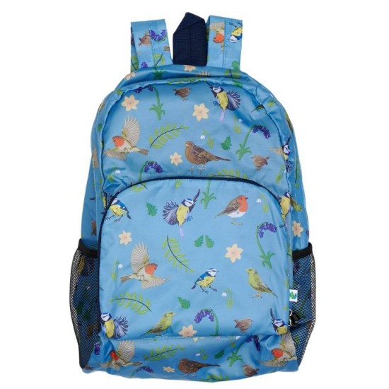 Eco Chic Lightweight Foldable Backpack - RSPB Birds Blue