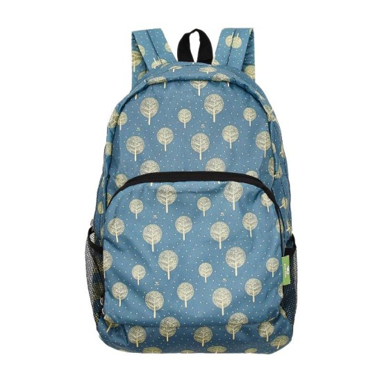 Eco Chic Lightweight Foldable Backpack - Tree of Life Blue