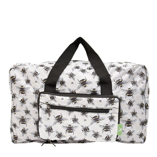 Eco Chic Lightweight Foldable Holdall - Bumble Bees Grey