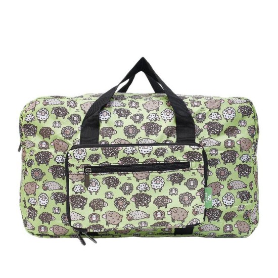 Eco Chic Lightweight Foldable Holdall - Cute Sheep Green