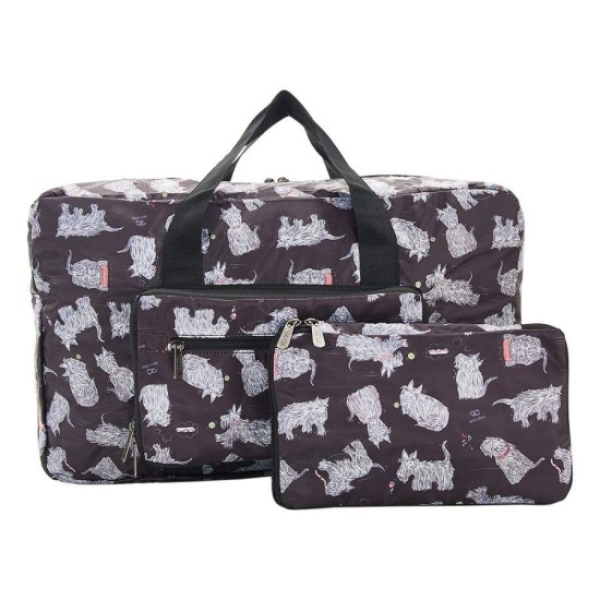 Eco Chic Lightweight Foldable Holdall - Scatty Scotty Black