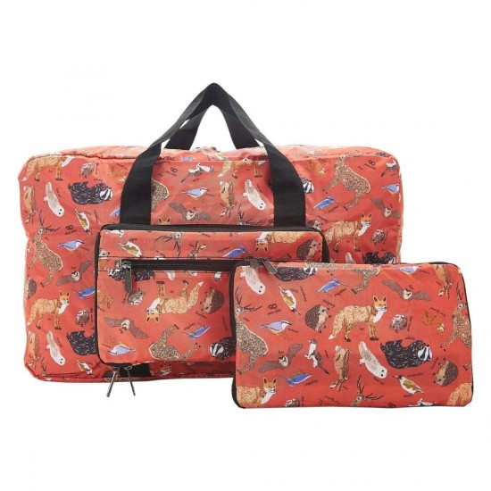 Eco Chic Lightweight Foldable Holdall - Woodland Red