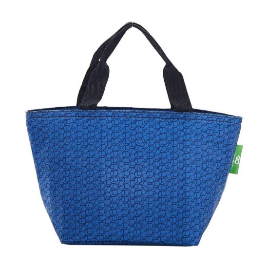 Eco Chic Lightweight Foldable Lunch Bag - Disrupted Cubes Navy