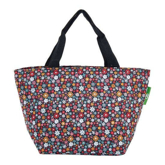 Eco Chic Lightweight Foldable Lunch Bag - Ditsy Black