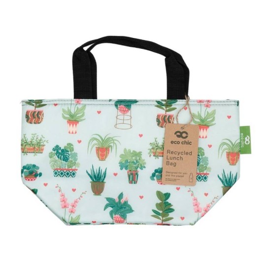 Eco Chic Lightweight Foldable Lunch Bag - House Plant Mint