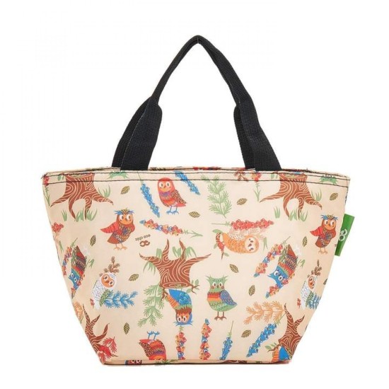 Eco Chic Lightweight Foldable Lunch Bag - Owl Beige