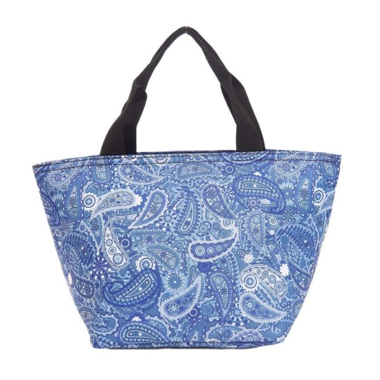 Eco Chic Lightweight Foldable Lunch Bag - Paisley Blue