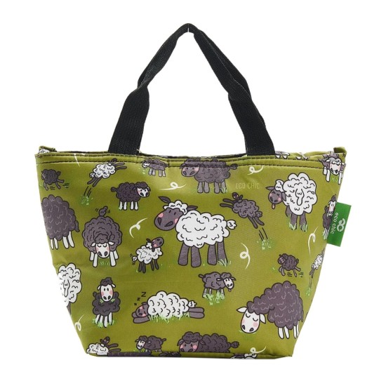 Eco Chic Lightweight Foldable Lunch Bag - Sheep Green