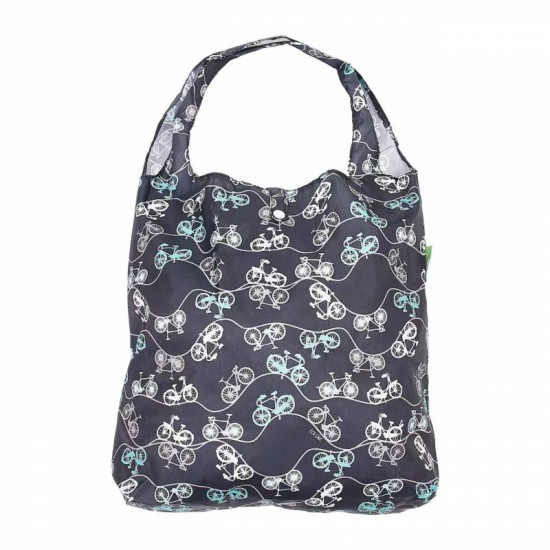 Eco Chic Lightweight Foldable Reusable Shopping Bag - Bike Black