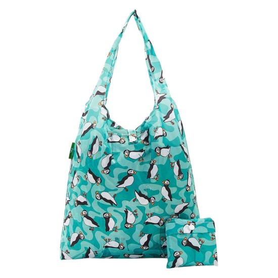 Eco Chic Lightweight Foldable Reusable Shopping Bag - Puffin Teal