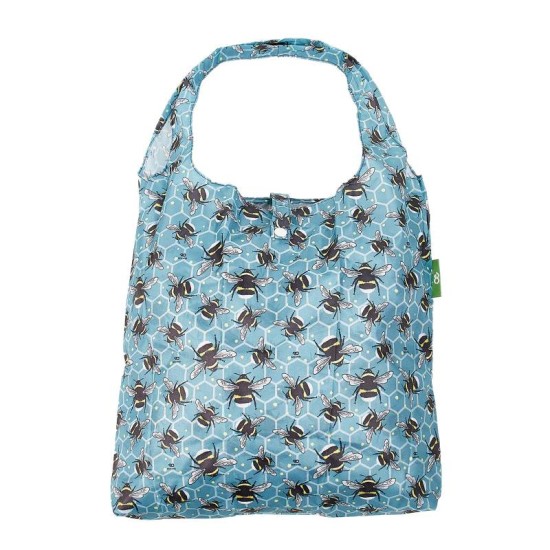 Eco Chic Lightweight Foldable Shopping Bag - Bumble Bees Blue