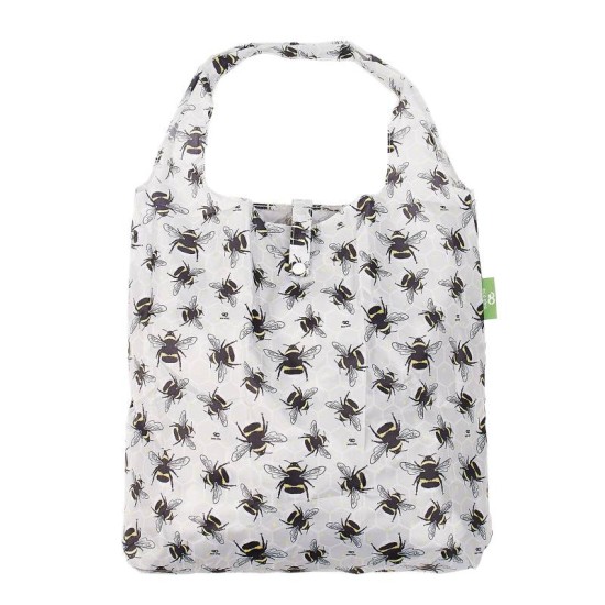Eco Chic Lightweight Foldable Shopping Bag - Bumble Bees Grey